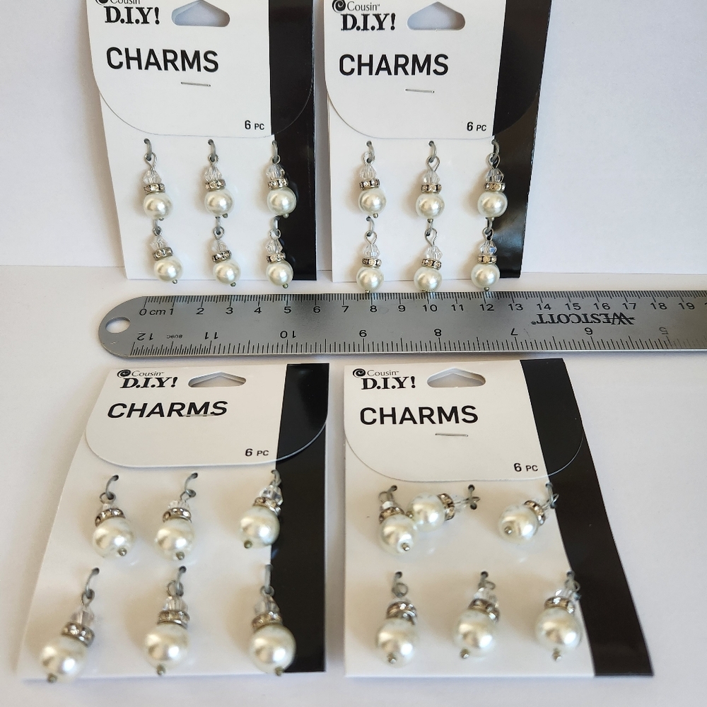 24-piece faux pearl and crystal charms for jewelry making Cousin D.I.Y! 
